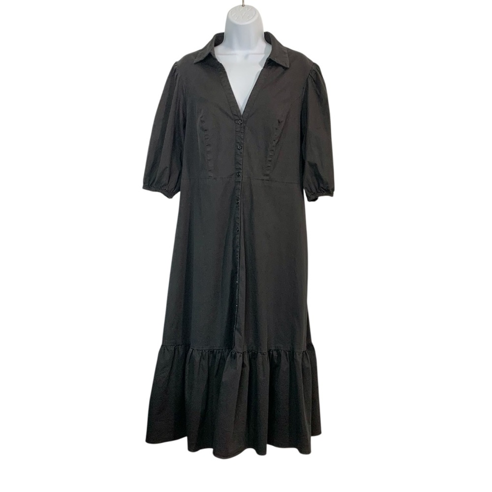 REFINITY City Chic Black Midi Button Down Dress Sz 14
